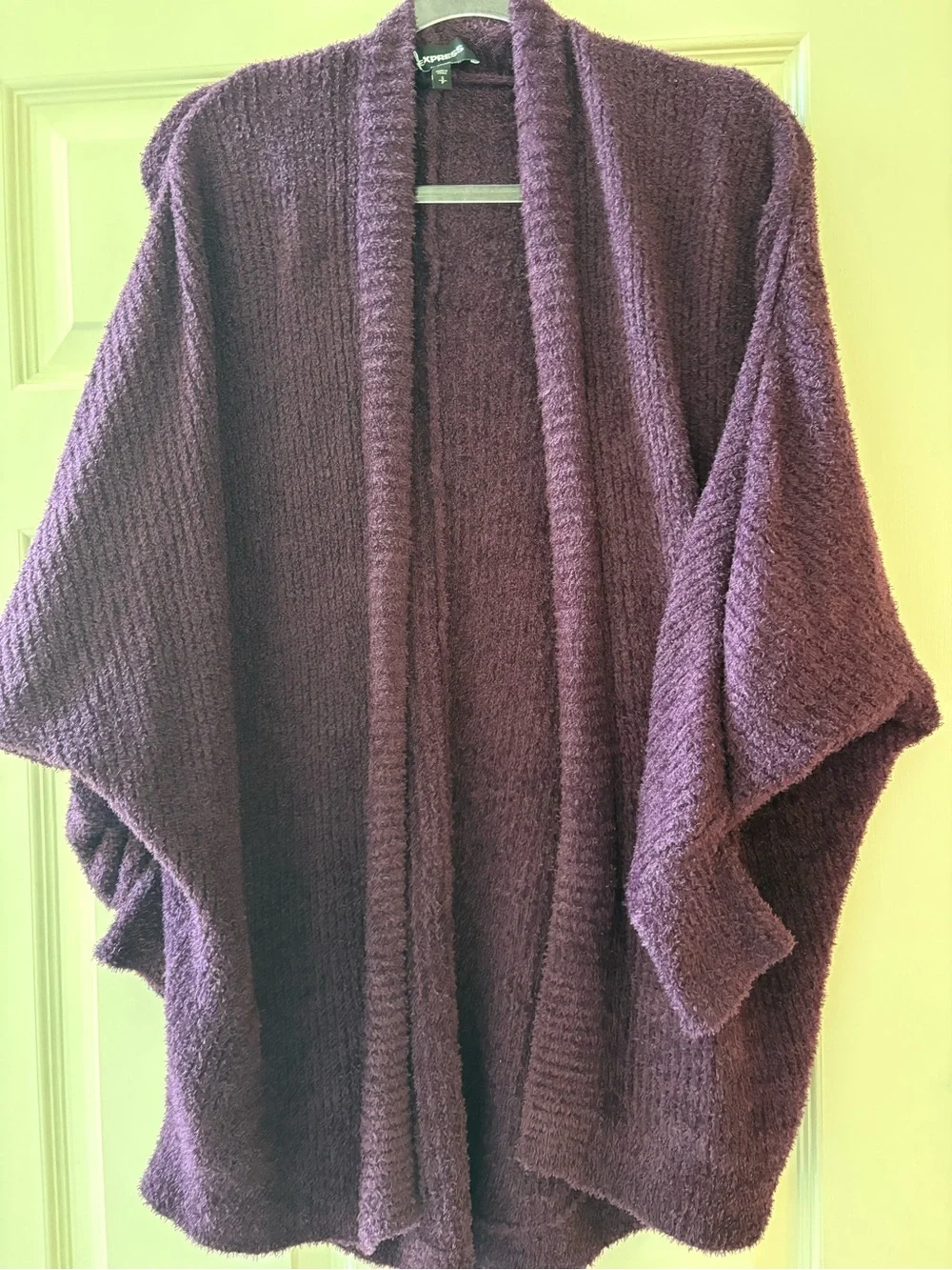 Express Open-Front Plum Knit Cardigan